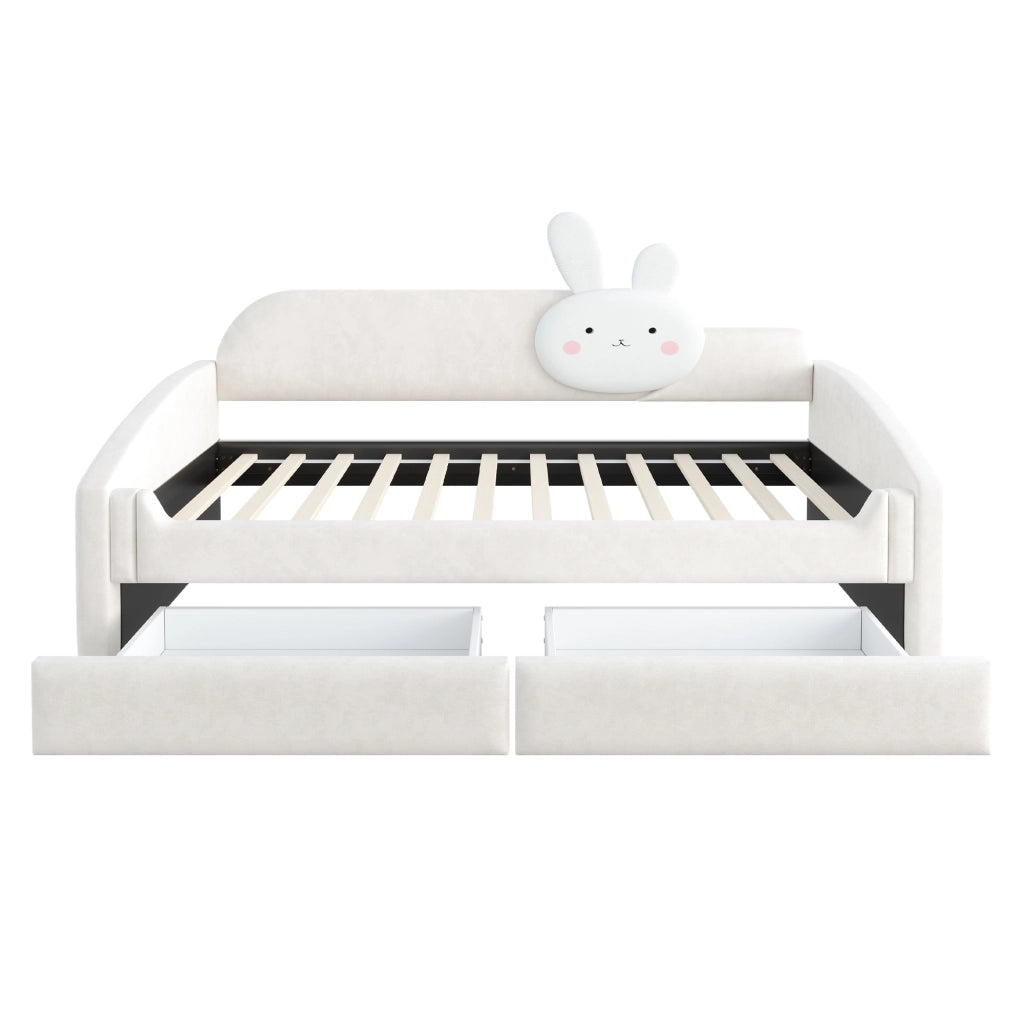 letto per bambini imbottito beige 90 x 200 cm