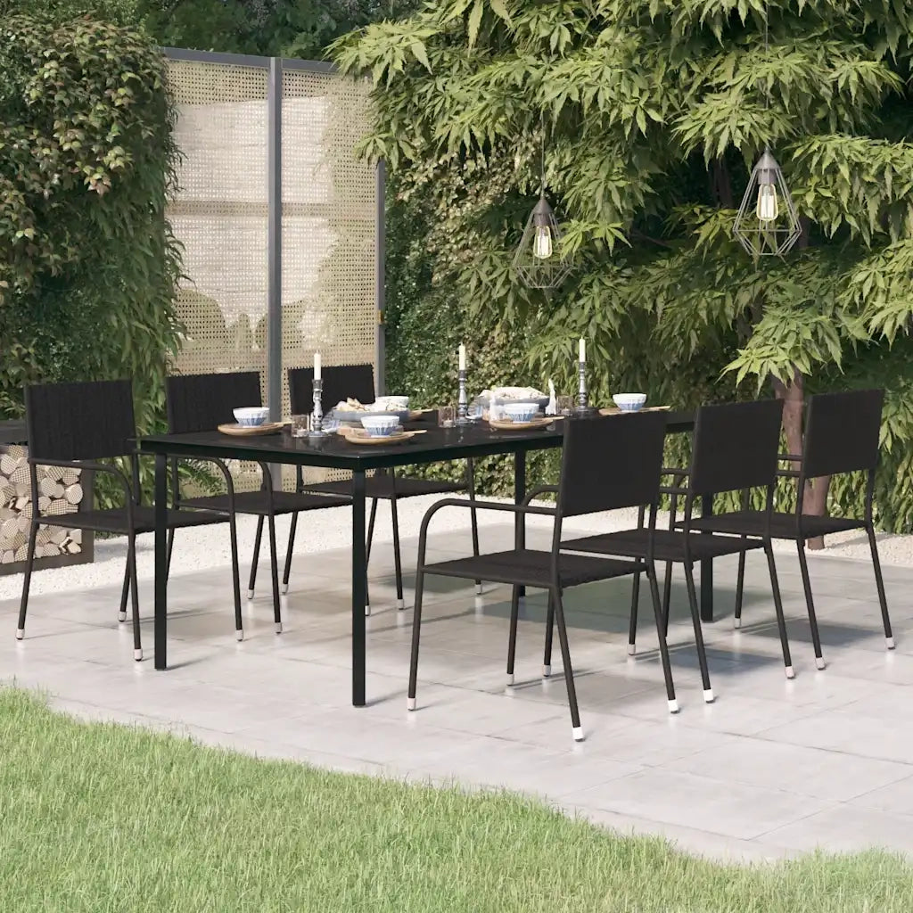 Tavolo da Pranzo da Giardino Nero 200x100x74 cm Acciaio e Vetro 3100107