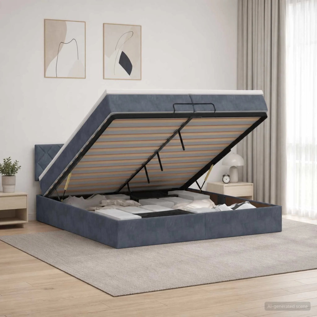 Letto ottomano con materasso Grigio Scuro 200 x 200 cm Velluto 3456652