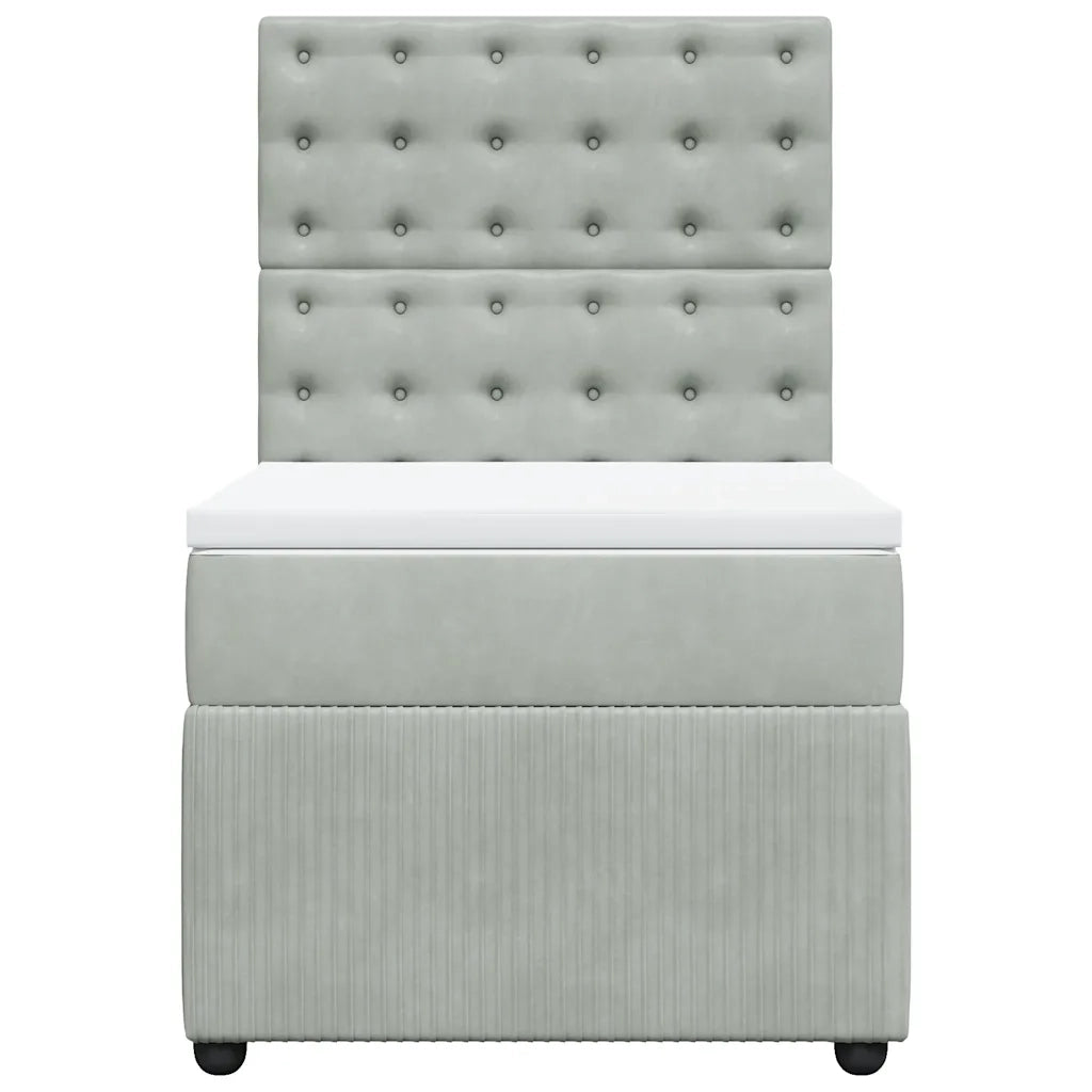 Giroletto a Molle con Materasso Grigio Chiaro 90x200 cm Velluto