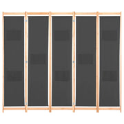 Divisorio Ambienti | Divider per stanze | Paravento a 5 Pannelli Grigio 200x170x4 cm in Tessuto