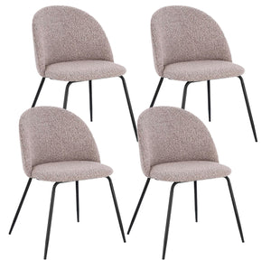 Set 4 Sedie 49x55x77 cm Tanya in Bouclè Nero e Visone