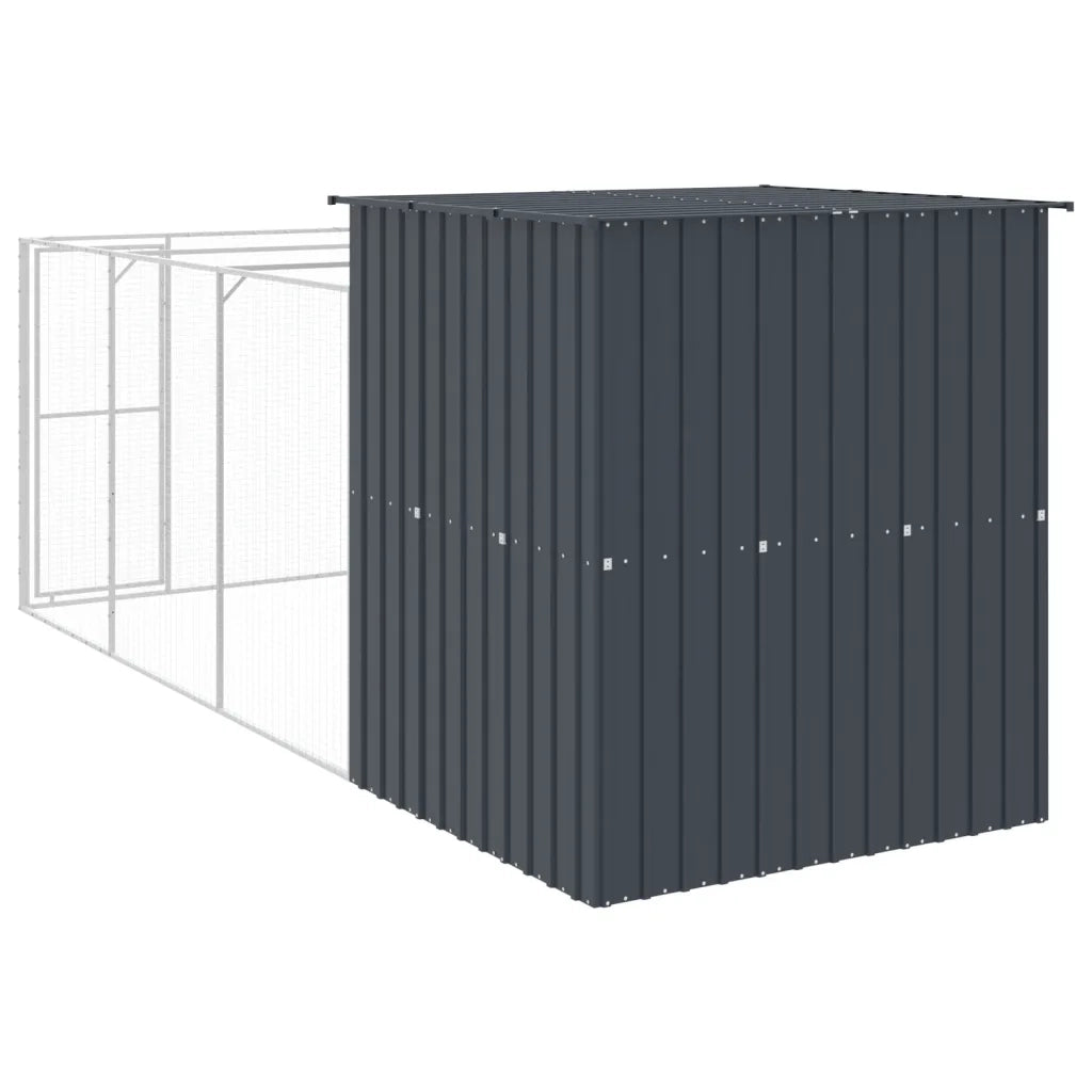 Casetta Cani con Corsa Antracite 165x455x181 cm Acciaio Zincato 3189099