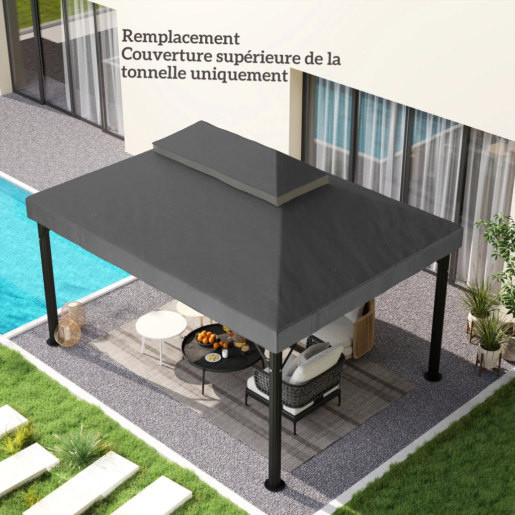 Tenda da giardino 4x3m ¨C Minimal ¨C grigio, doppio tetto, poliestere 370g/m2