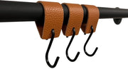Hanger a capo con fibbia in pelle - Cognac - 3 pezzi - Hanger a S - 12,5 cm x 3 cm - capo a stendino - giacche - pantaloni - stendino per abbigliamento - pelle - cinturino in pelle - hanger a capo - uncino da macellaio - uncino multifunzionale