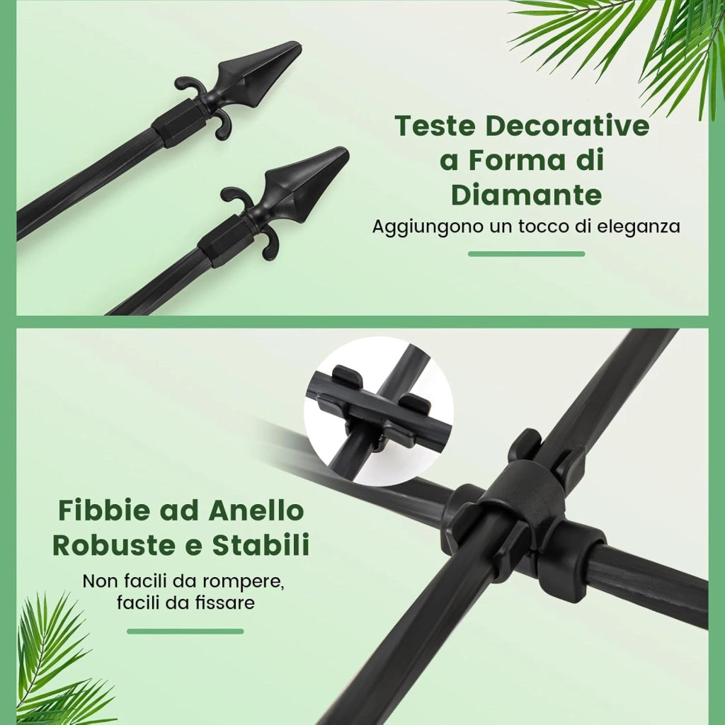 Supporto da Giardino per Piante Rampicanti 146 cm x 186 cm, Traliccio da Esterno Metallico Antiruggine per Piante, Recinzione Decorativa per Ortaggi, Fiori, Cetrioli e Pomodori