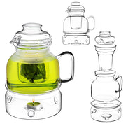 Brocca in vetro resistente al calore KADAX con infusore e riscaldatore per tè, 1,5 l