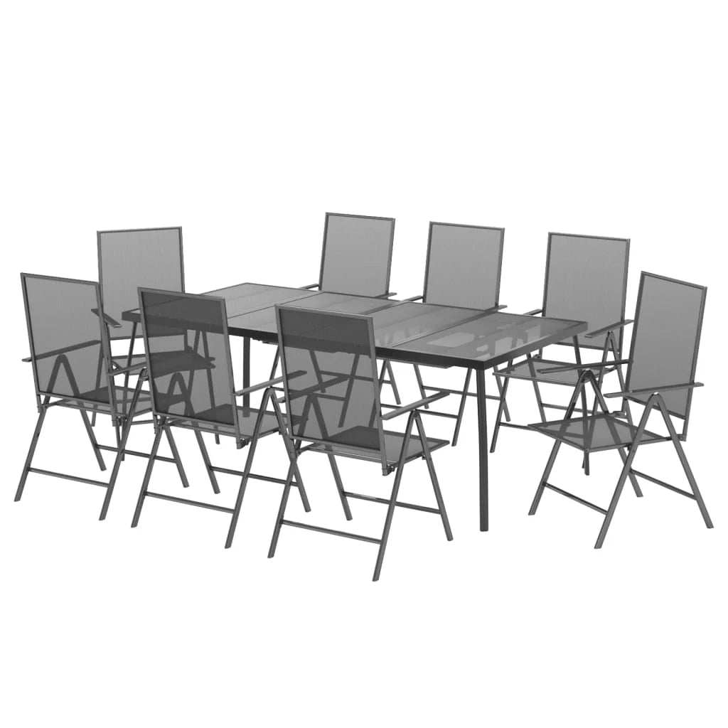 Set da pranzo da giardino per esterni in acciaio antracite da 9 pezzi 02_0014066