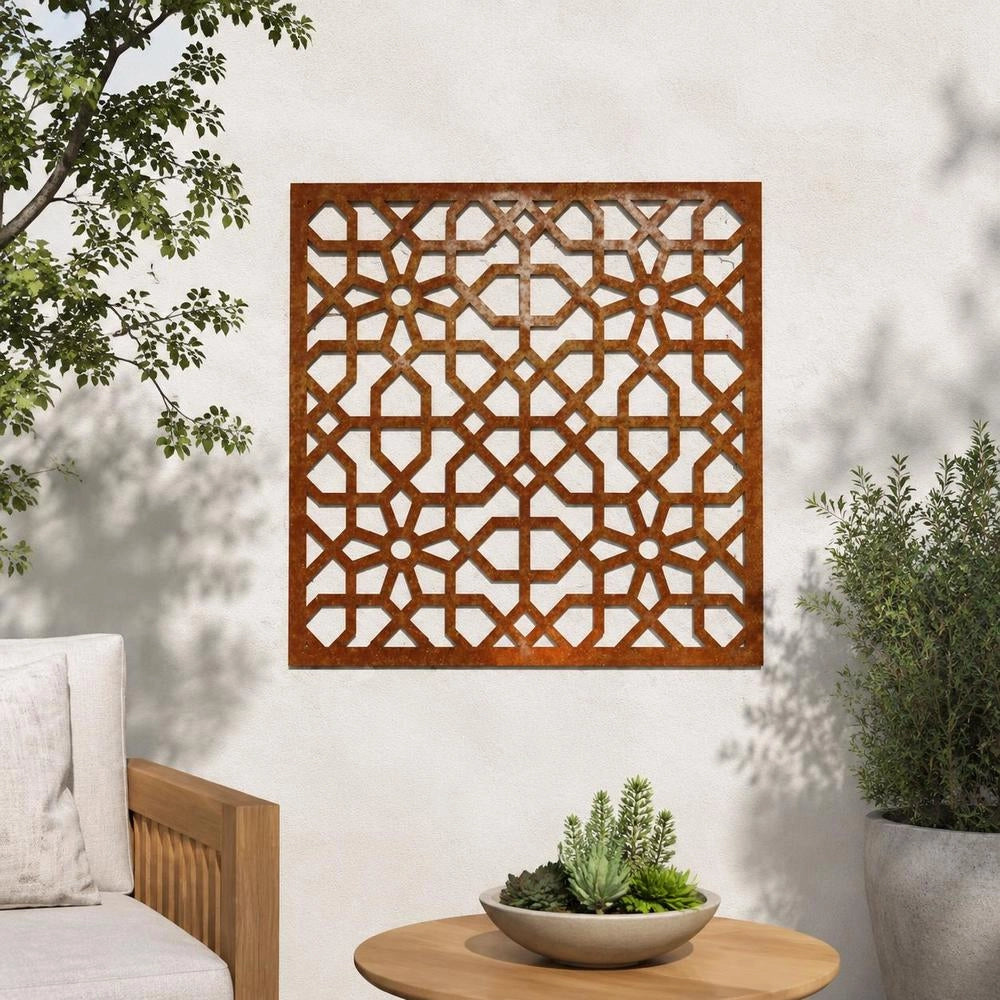 Garden Wall Decoration 55x55 Cm Corten Steel Moorish Design
