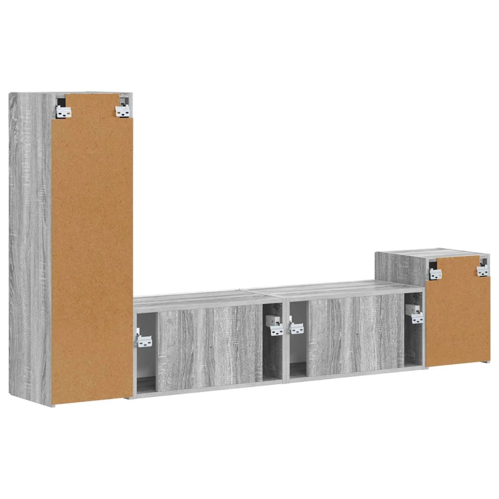 Set mobile TV 4 pz-Credenza per TV Grigio Sonoma Legno multistrato 299415