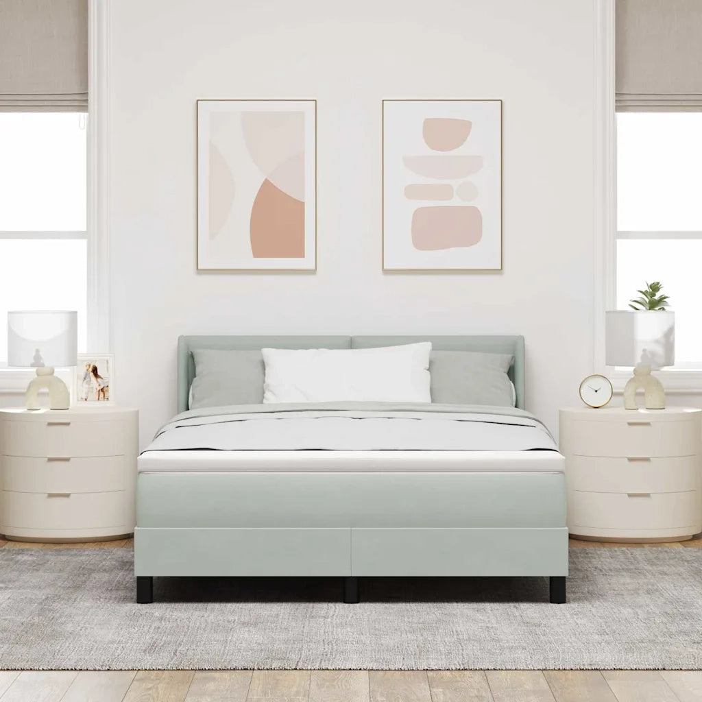 Letto a molle Grigio chiaro 190 x 140 cm Poliestere