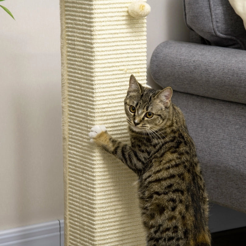 Tiragraffi per gatti 38 x 38 x 80 cm, con palla pendente, struttura stabile in legno, colore rovere
