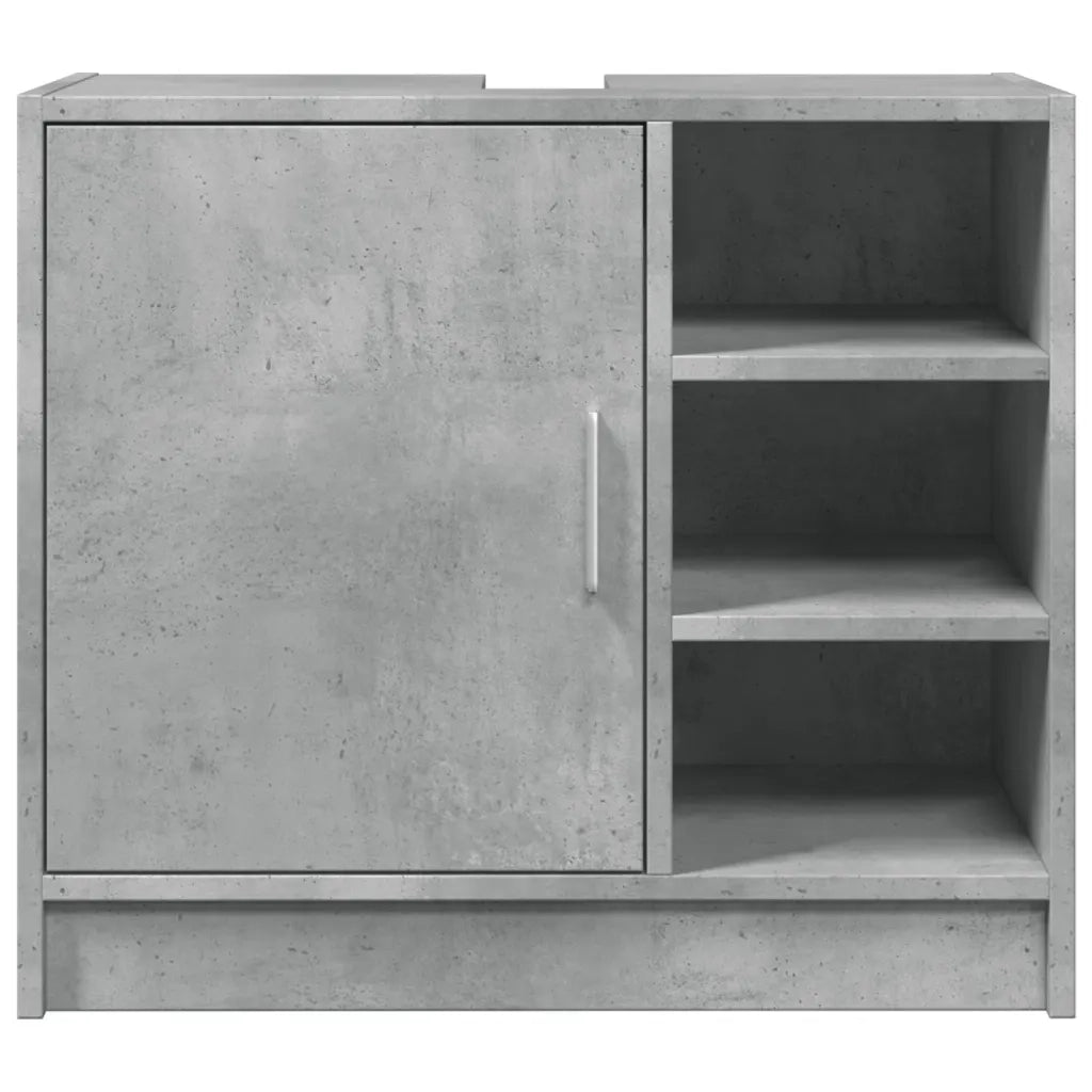Mobile lavabo moderno con vano contenitore 63 x 29 x 55 cm finitura liscia in legno composito grigio cemento 02_0049550
