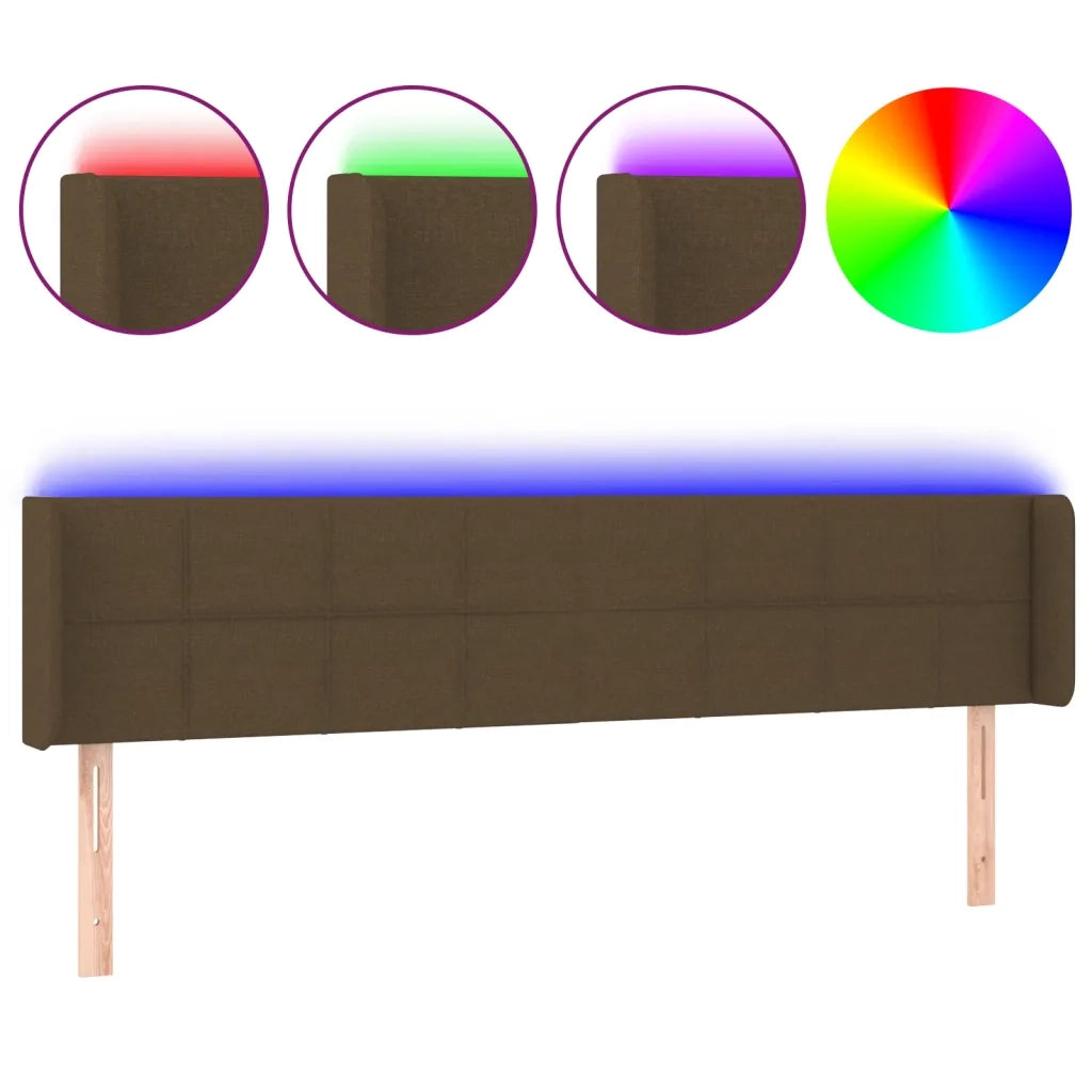 Testiera a LED Marrone Scuro 183x16x78/88 cm in Tessutocod mxl 97857