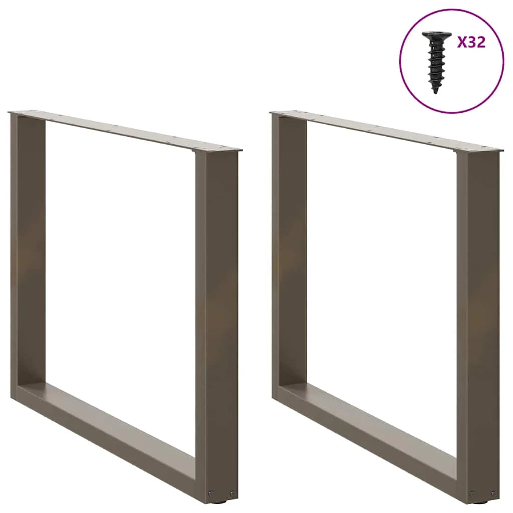 Set di 2 gambe per tavolo da pranzo a forma di U con piedini regolabili 100 x 72-73 cm in acciaio verniciato a polvere naturale 02_0057439