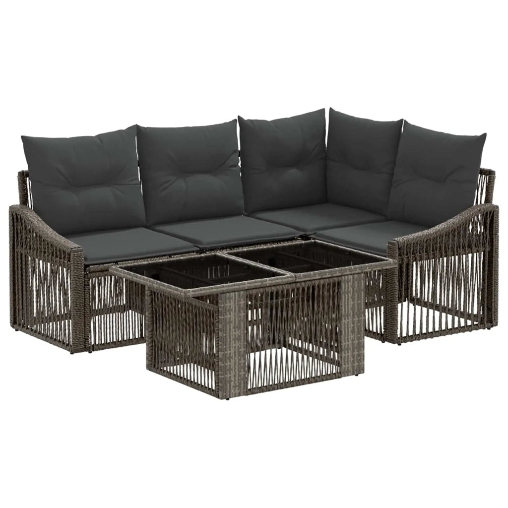 Set Divano da Giardino 5 pz Grigio e Grigio Scuro polyrattan 3437246