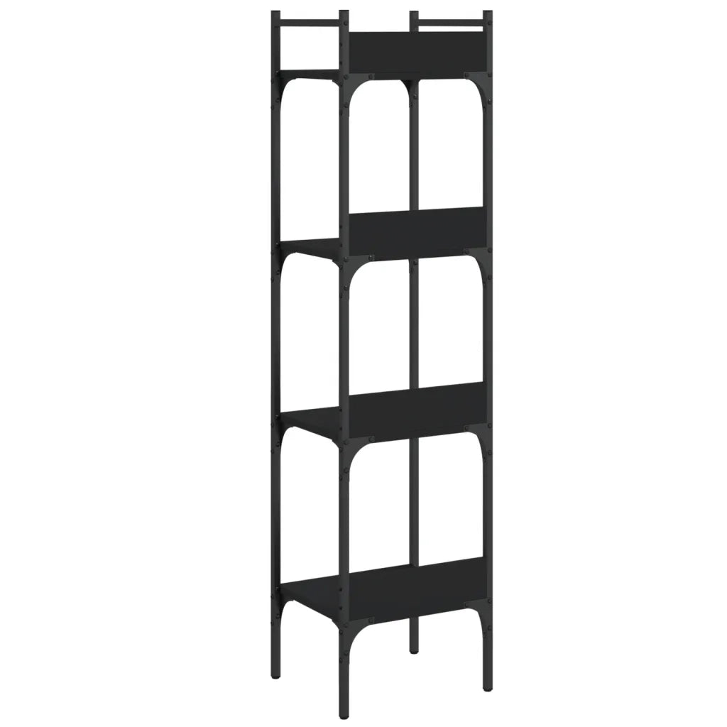 Libreria a 4 Ripiani Nera 35x30x138,5 cm in Legno Multistrato 838848