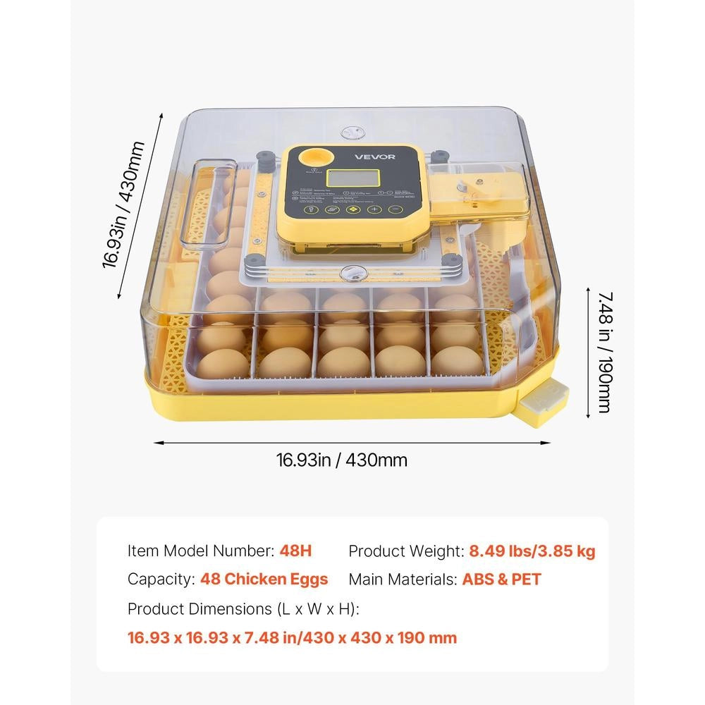 Fully Automatic 48-egg Incubator With Egg Turner, Temperature And Humidity Control, For Hatching Chicks, Ducks, Geese, And Quail.