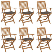 Sedie da Giardino Pieghevoli 6 pz con Cuscini Massello Acacia cod mxl 8472