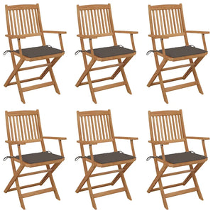 Sedie da Giardino Pieghevoli 6 pz con Cuscini Massello Acacia cod mxl 8472