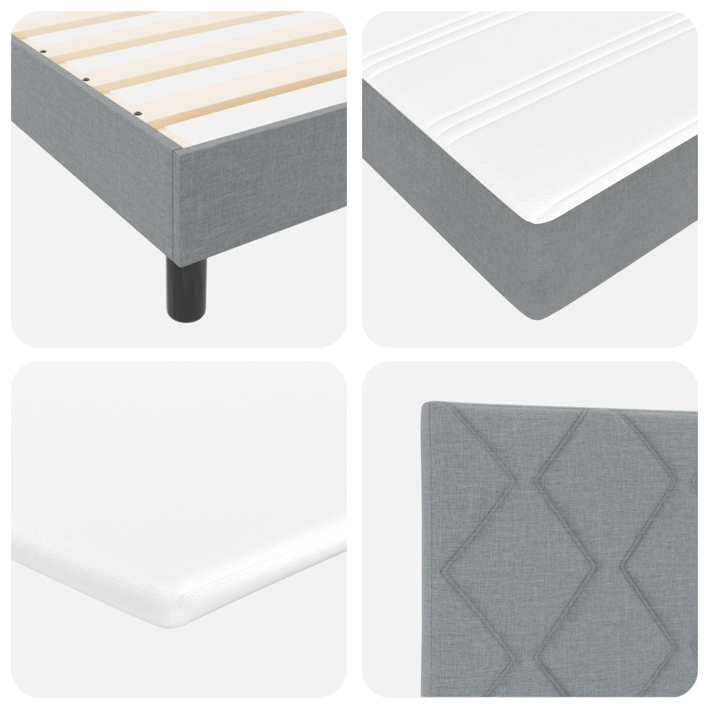 Letto Box Spring con Materasso Grigio Chiaro 200x200 cm Tessuto