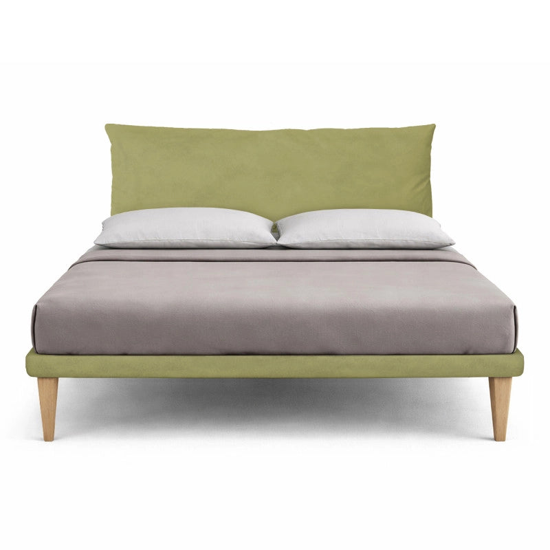 Letto imbottito Letto Matrimoniale alla Francese 140x200 cm Soft - Con rete,Microfibra,Tè verde