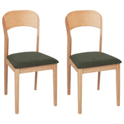Set di 2 sedie da pranzo imbottite in stile tradizionale in marrone chiaro e verde scuro stile tradizionale classico