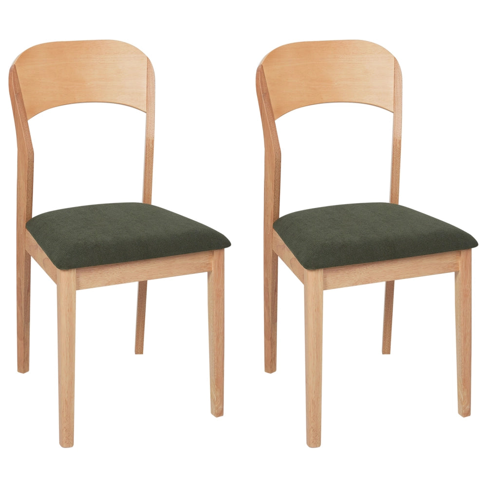 Set di 2 sedie da pranzo imbottite in stile tradizionale in marrone chiaro e verde scuro stile tradizionale classico