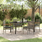 Set da Pranzo per Giardino 5 pcs Grigio e Nero Rattan 3380823