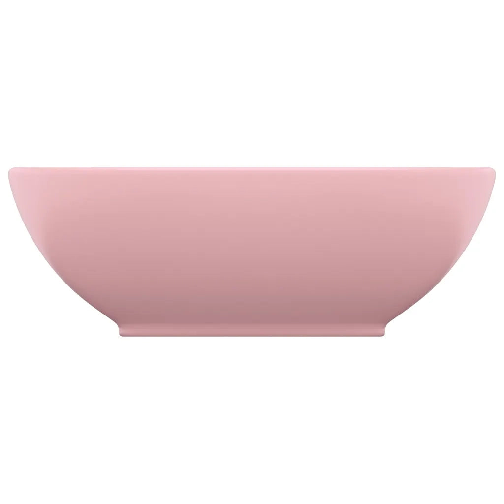 Lavandino Lusso Ovale Rosa Opaco 40x33 cm in Ceramica cod mxl 44684