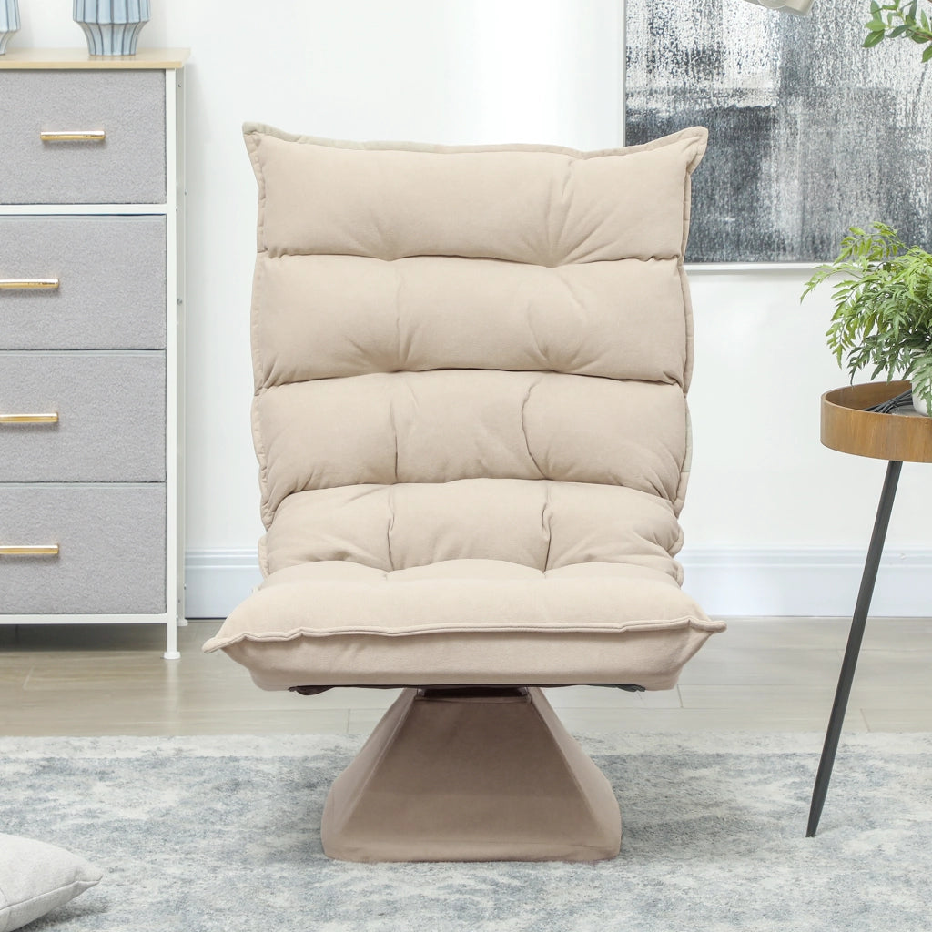 Poltrona Relax Girevole con Schienale Regolabile ¨C Zephmum ¨C Tessuto Effetto Lino Beige