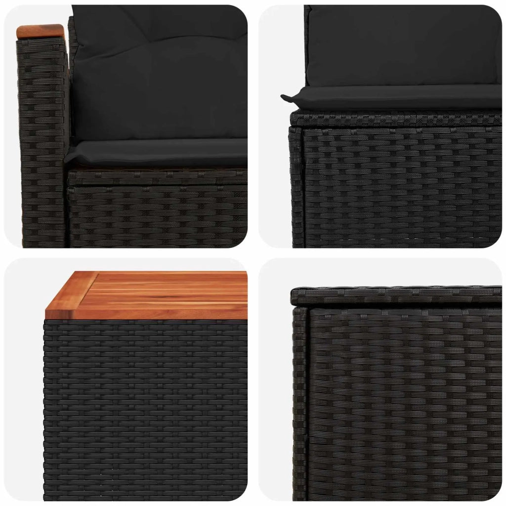 Set di divani 6 pz Nero Rattan sintetico e Acciaio 3447658