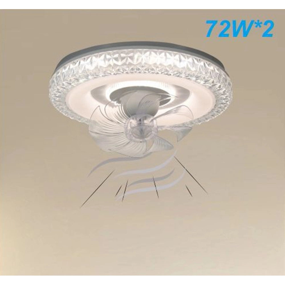 Trade Shop - Plafoniera Soffitto Tonda Cristalli Ventola Lampada Ventilatore Luce 3200k-6500k 33238 -