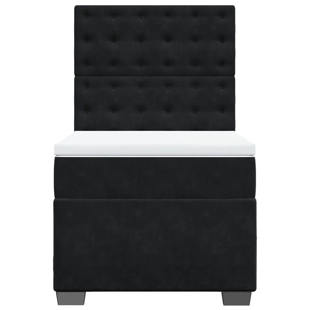 Giroletto a Molle con Materasso Nero 100x200 cm in Velluto