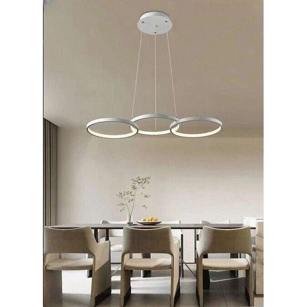 Trade Shop - Lampadario A Sospensione Da Soffitto 3 Anelli Tre Tonalità Di Colore 40w B63-b3c -