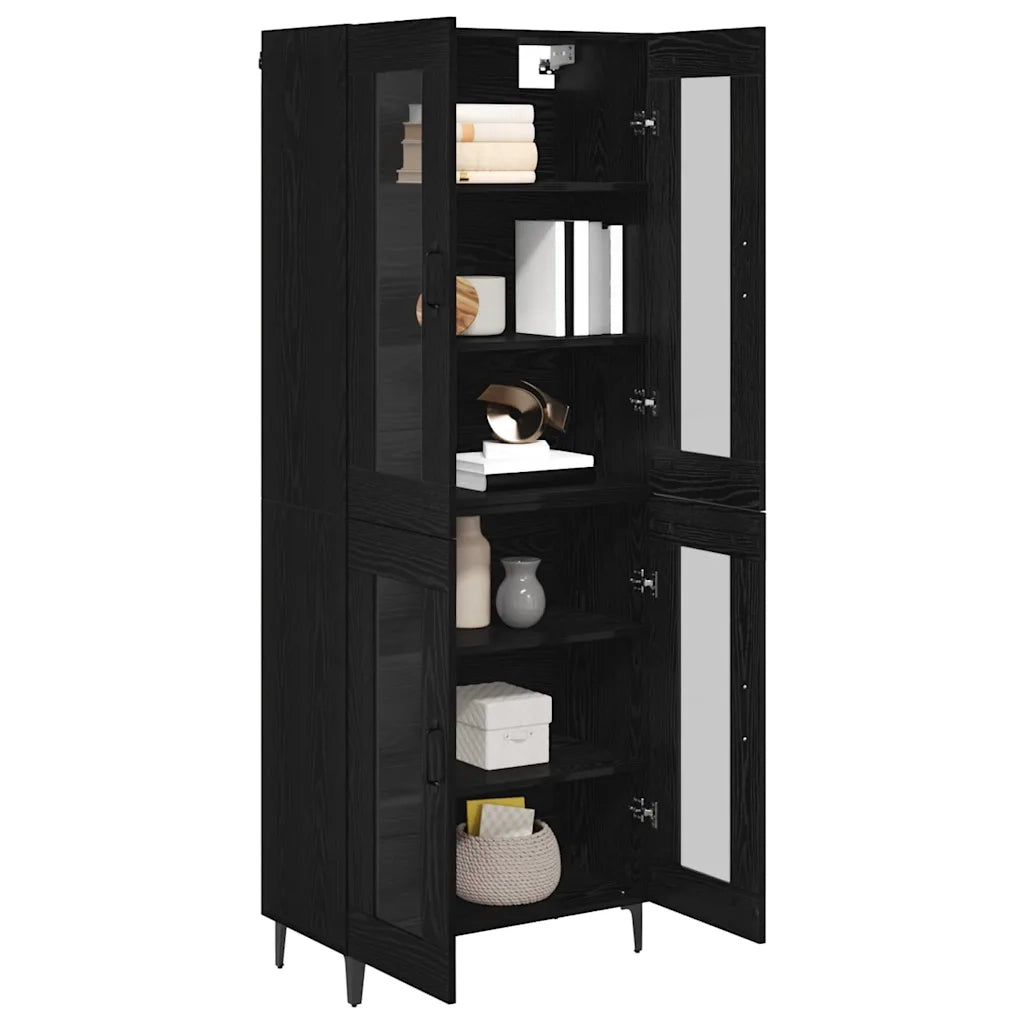 Credenza | Madia | Buffet da pranzo | Armadio da pranzo Rovere Nero 69,5 x 34 x 180 cm Legno multistrato