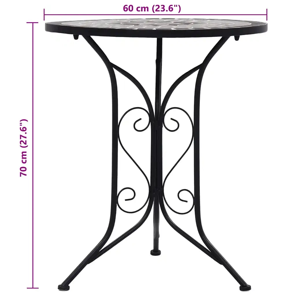 Tavolino da Bistrot con Mosaico Grigio 60 cm in Ceramica 46715