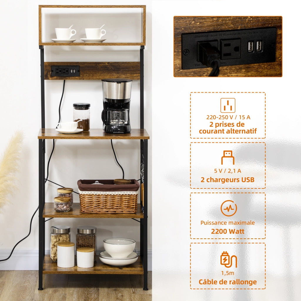 Tavolo da cucina con ripiani ¨C zephmum ¨C bianco, metallo, regolabile