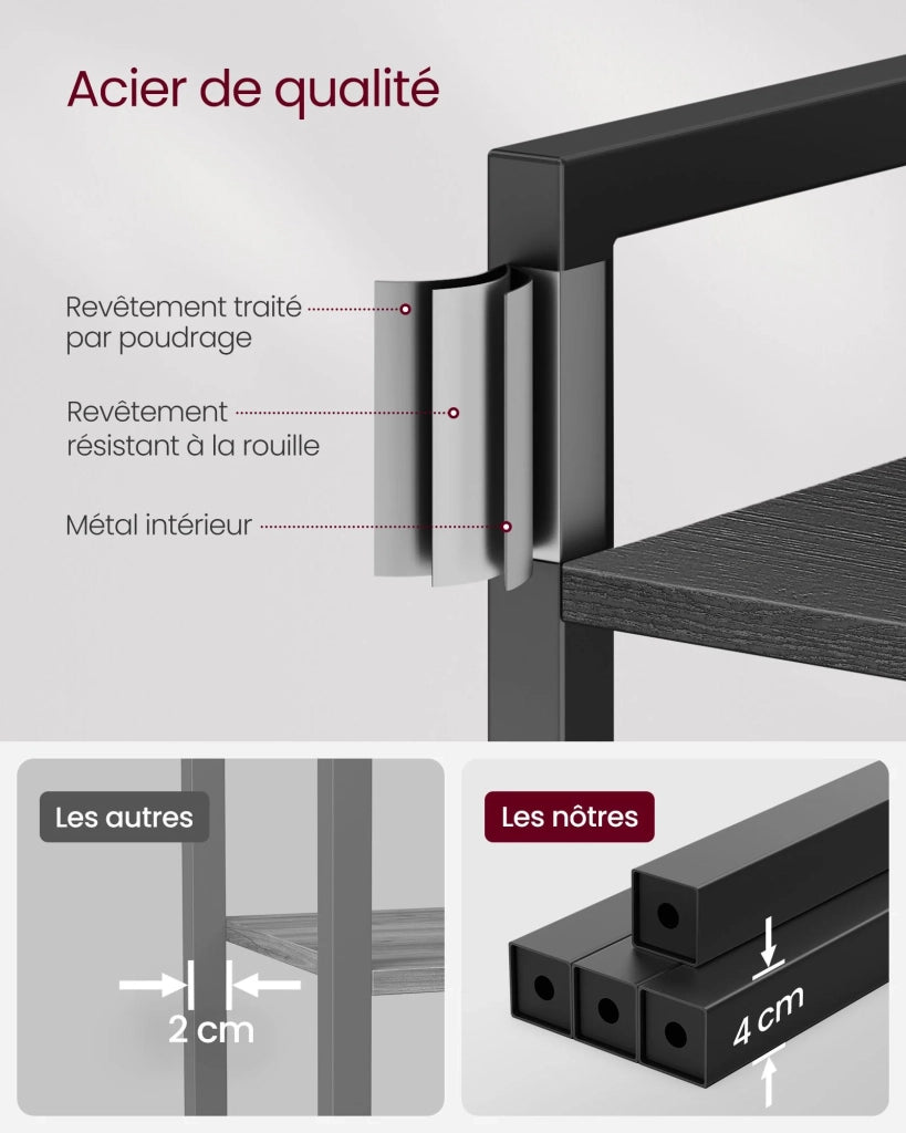 Libreria a 6 ripiani mobile contenitore aperto per ufficio soggiorno camera da letto 40 x 30 x 178,6 cm nero 12_0004189