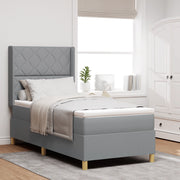 Letto a Scatola con Materasso Grigio Chiaro 100x200 cm Tessuto