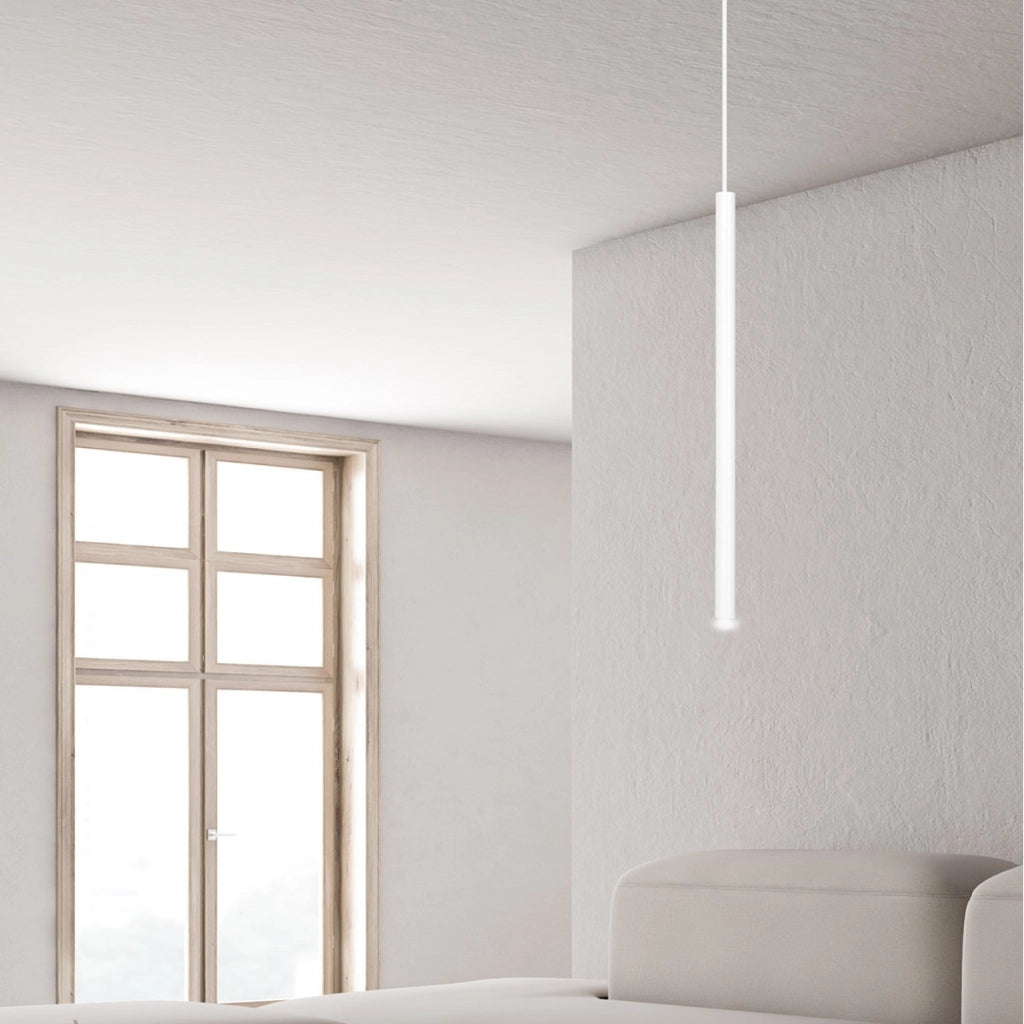 Lampada a sospensione Selter in acciaio bianco opaco