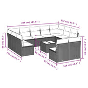 Set Divani da Giardino 12 pz con Cuscini Grigio in Polyrattan