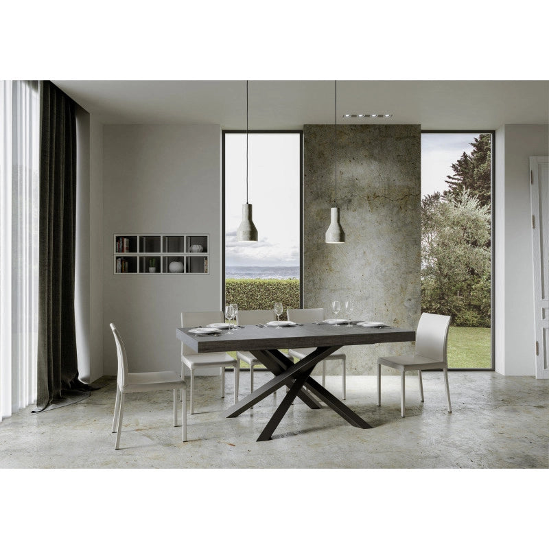 Tavolo allungabile 200/460x90 cm Volantis telaio Antracite - Cemento