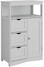 Mobiletto midi Bianco, Bianco, 56 x 86.5 cm con cassetti, per la conservazione di articoli da bagno e asciugamani