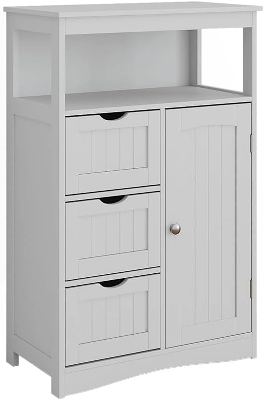 Mobiletto midi Bianco, Bianco, 56 x 86.5 cm con cassetti, per la conservazione di articoli da bagno e asciugamani