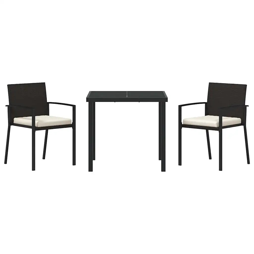 Set da Pranzo per Giardino 3 pcs Nero