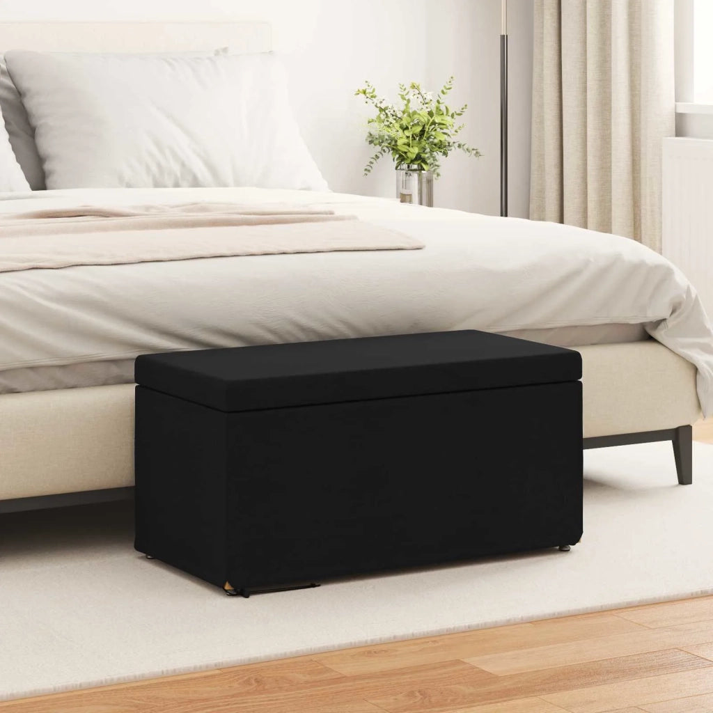 Pouf Nero 81 x 41 x 40 cm Tessuto e Legno Ingegnerizzato 876775