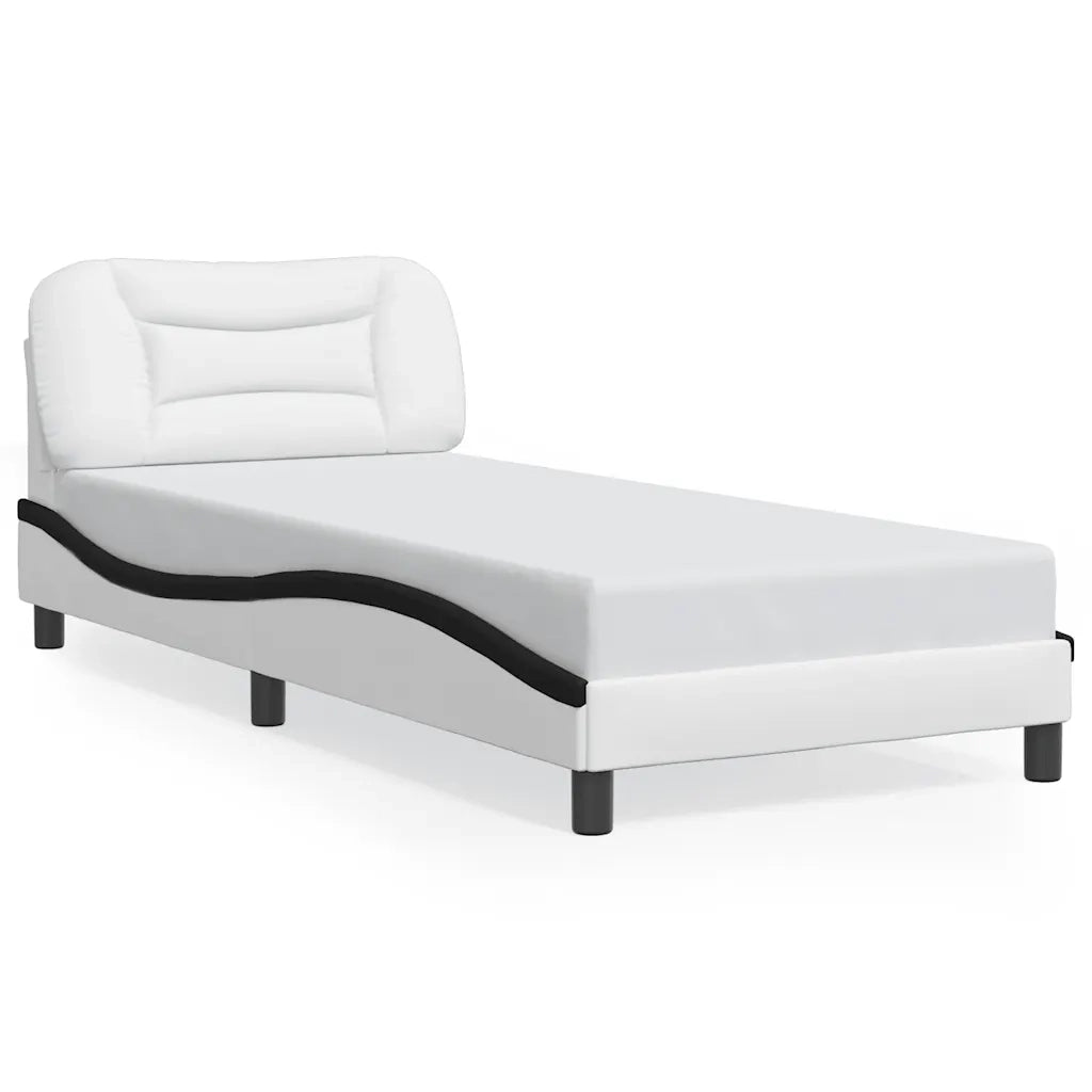 Giroletto con LED senza Materasso-Struttura Letto Hvar Bianco e Nero 90x200 cm