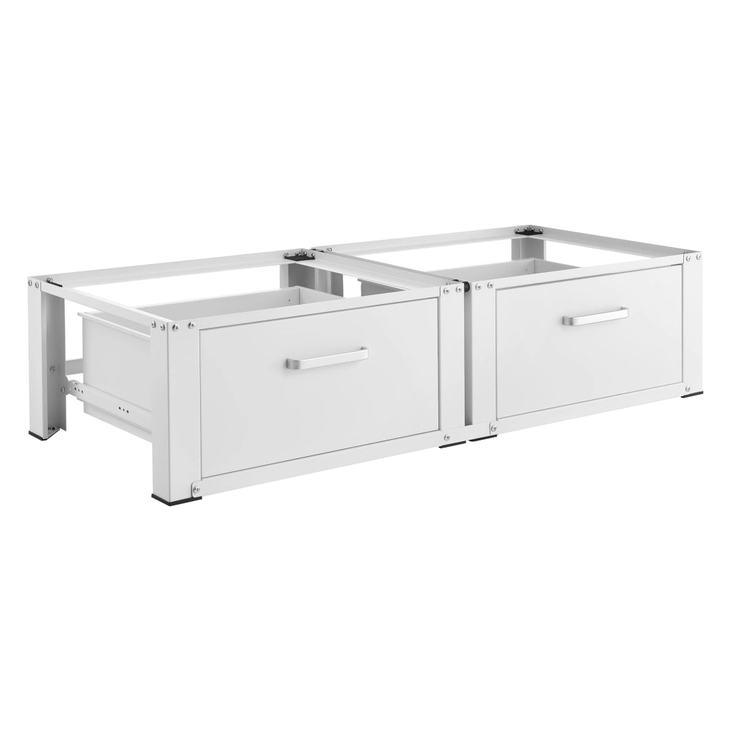 Supporto Doppio Heyen per Lavatrice in Acciaio con Cassetti 127 x 54 x 31 cm - Bianco [en.casa]