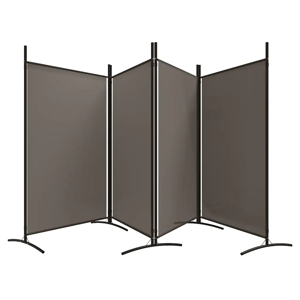 Divisorio Ambienti | Divider per stanze | Paravento a 4 Pannelli Antracite 346x180 cm Tessuto
